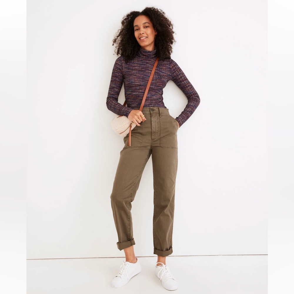 Madewell The Petite Perfect Vintage Straight Workwear Pants in Capers